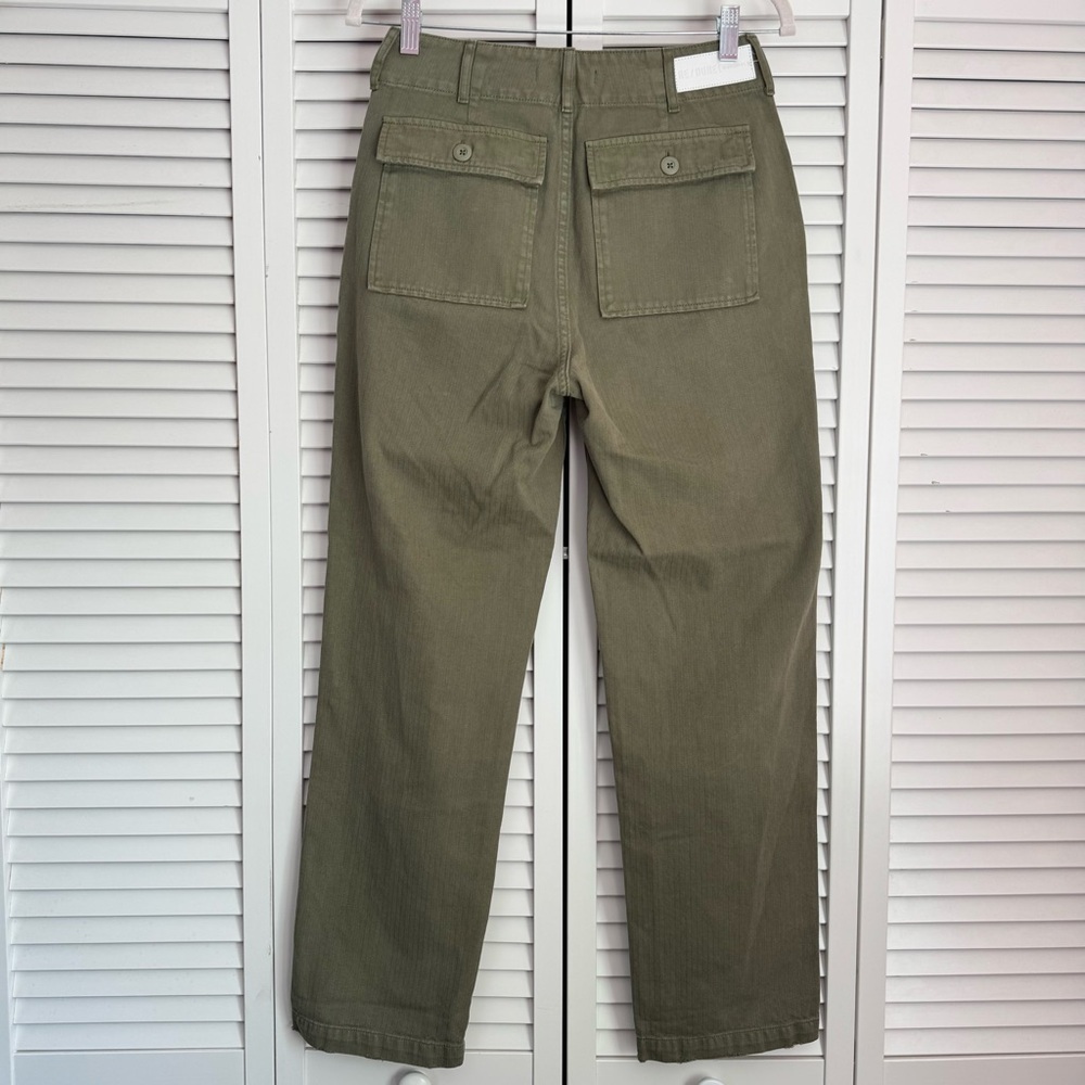 RE/DONE 50s Military Trouser Straight Leg Ankle Pants Olive Green Size 26 - Picture 6 of 10